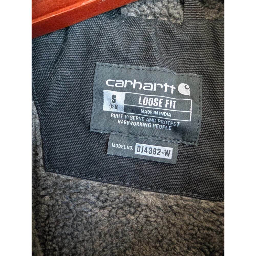 NWT Carhartt Jacket Womens S Black Iconic Washed Duck Sherpa-Lined Zip Up 0J4392 - Picture 3 of 5